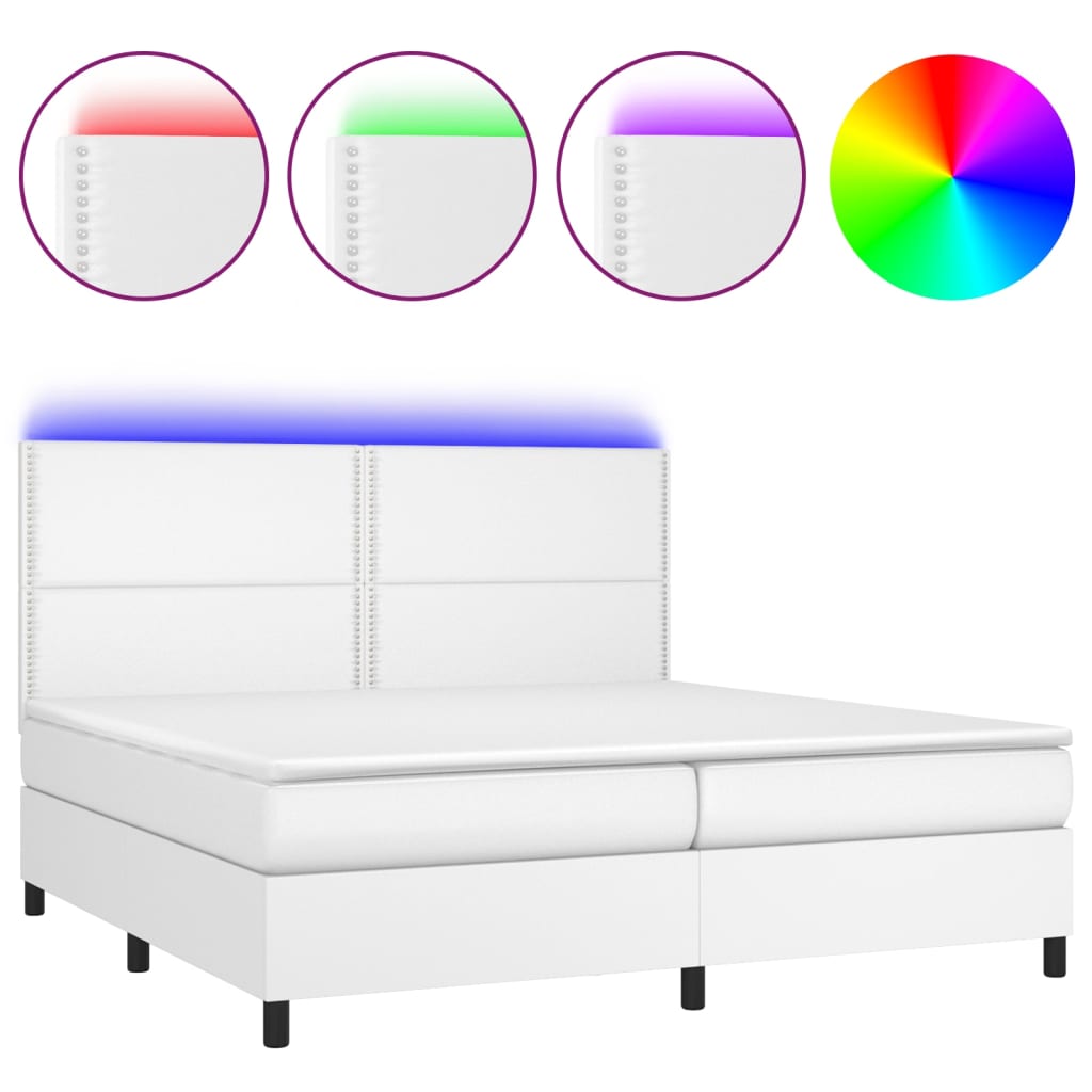 Sommier à lattes de lit avec matelas et LED Blanc 200x200 cm - XIOS