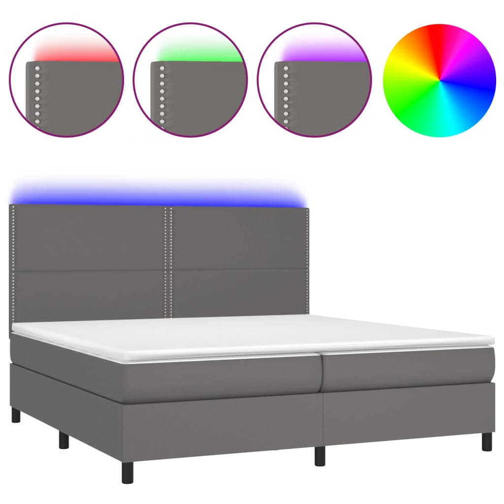 Sommier à lattes de lit avec matelas et LED Gris 200x200 cm - XIOS