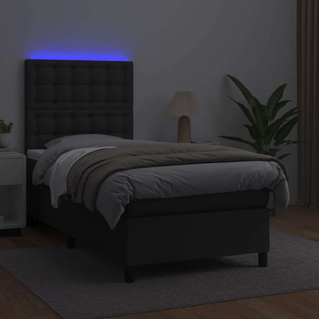 Sommier à lattes de lit avec matelas et LED Noir 80x200 cm - XIOS