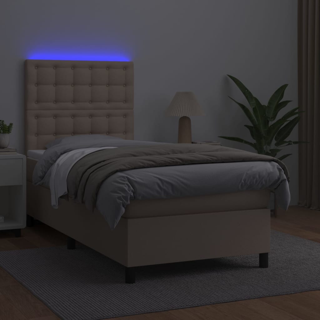 Sommier à lattes de lit avec matelas et LED Cappuccino 80x200cm - XIOS