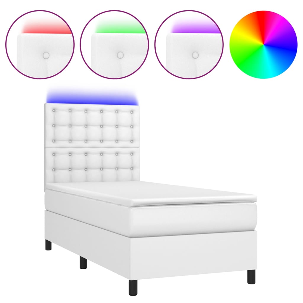 Sommier à lattes de lit avec matelas et LED Blanc 90x200 cm - XIOS