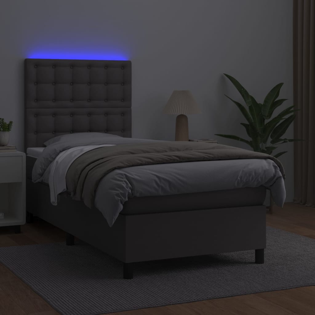 Sommier à lattes de lit avec matelas et LED Gris 90x200 cm - XIOS