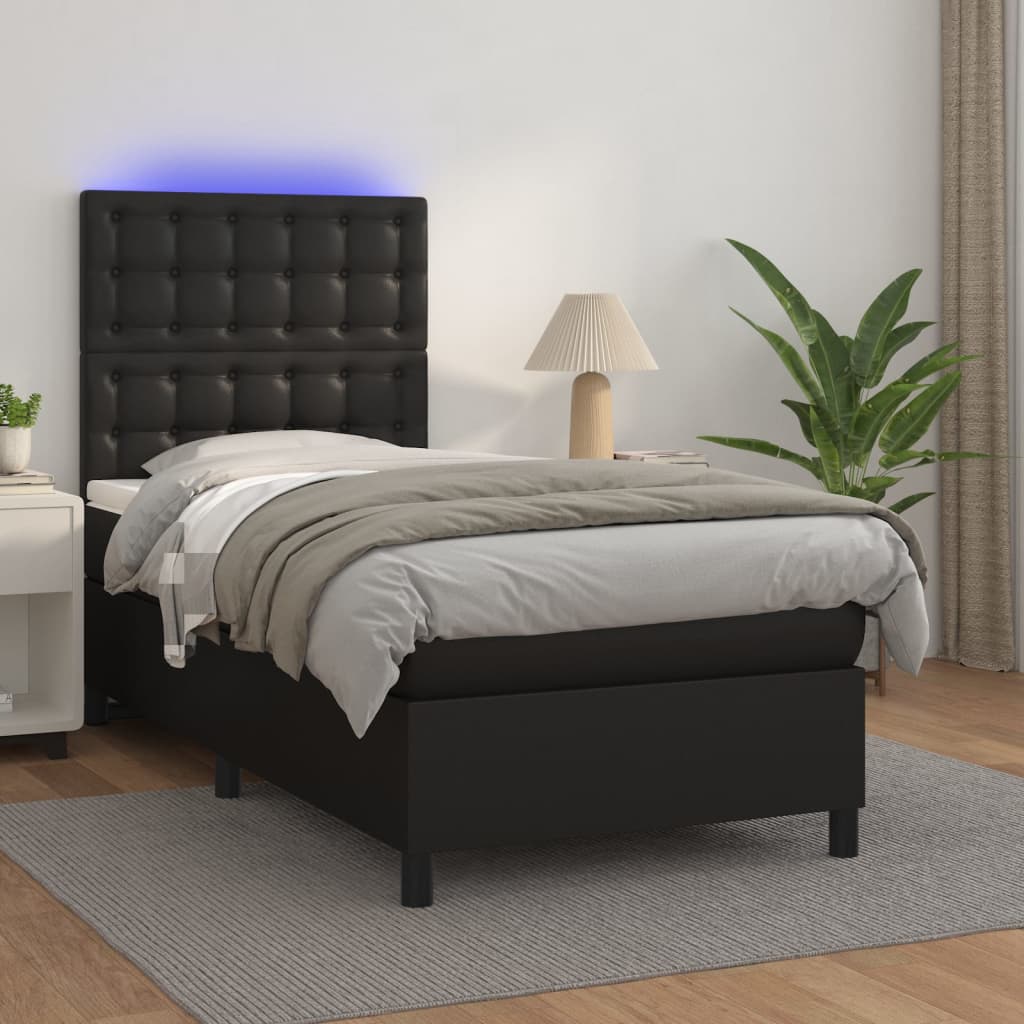 Sommier à lattes de lit avec matelas et LED Noir 100x200 cm - XIOS