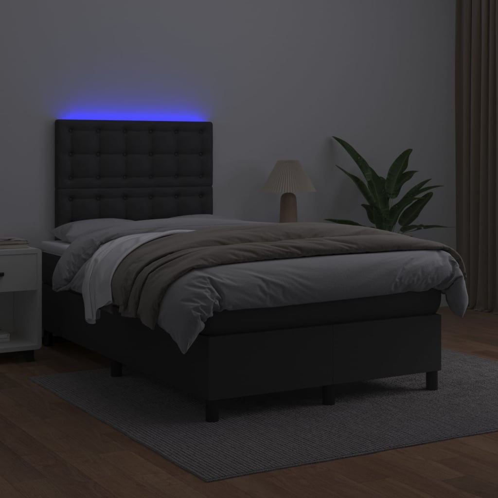 Sommier à lattes de lit avec matelas et LED Noir 120x200 cm - XIOS