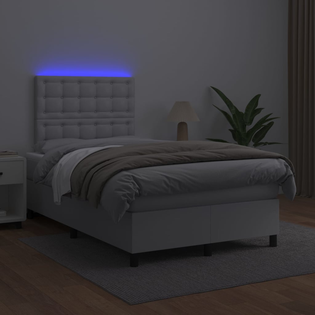 Sommier à lattes de lit avec matelas et LED Blanc 120x200 cm - XIOS