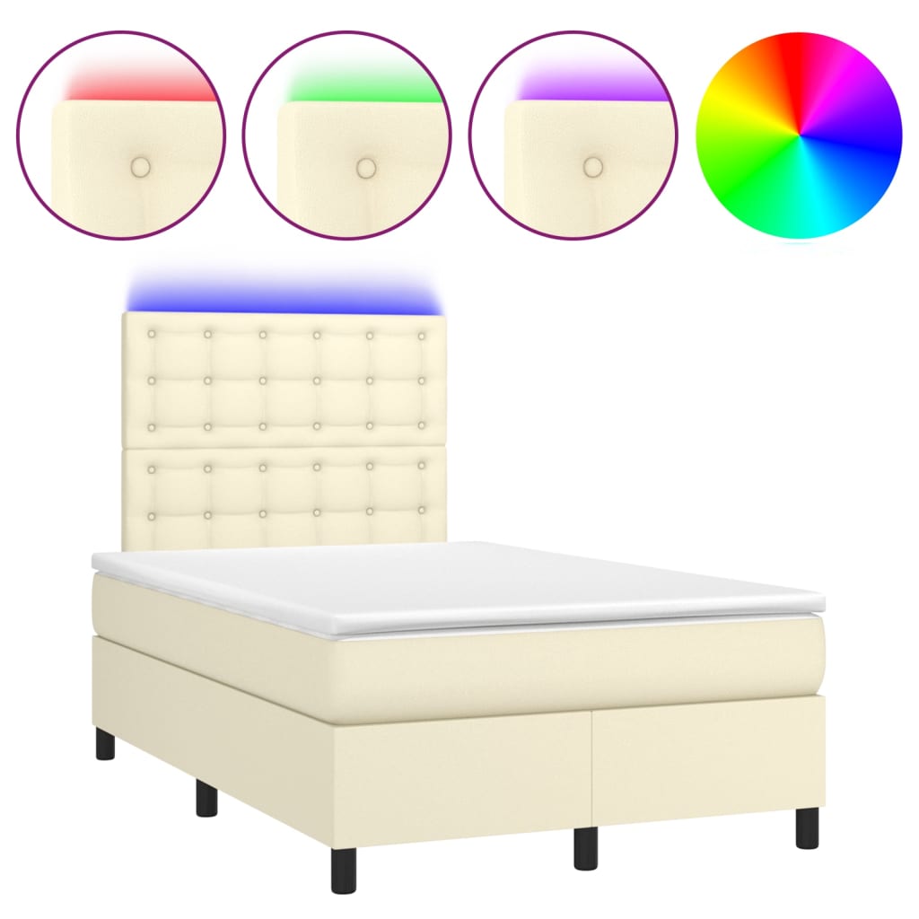Sommier à lattes de lit avec matelas et LED Crème 120x200 cm - XIOS