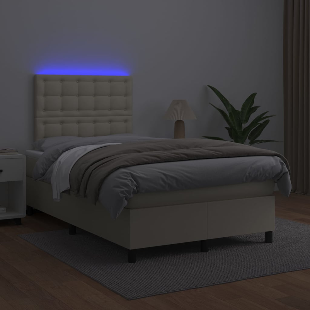 Sommier à lattes de lit avec matelas et LED Crème 120x200 cm - XIOS