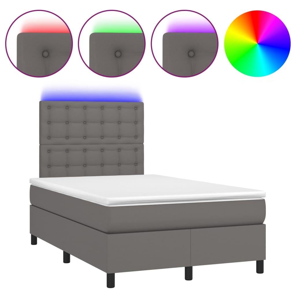 Sommier à lattes de lit avec matelas et LED Gris 120x200 cm - XIOS