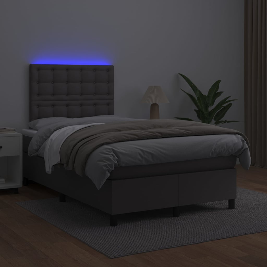 Sommier à lattes de lit avec matelas et LED Gris 120x200 cm - XIOS