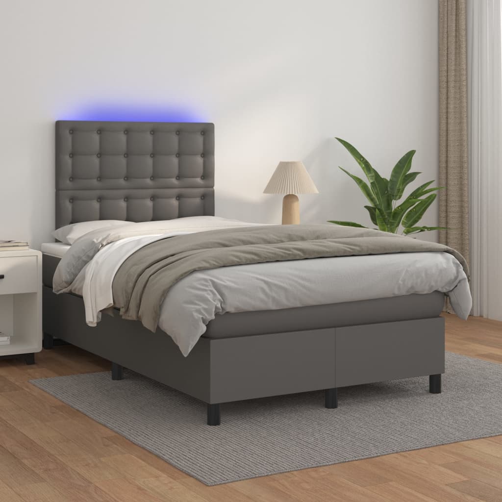 Sommier à lattes de lit avec matelas et LED Gris 120x200 cm - XIOS