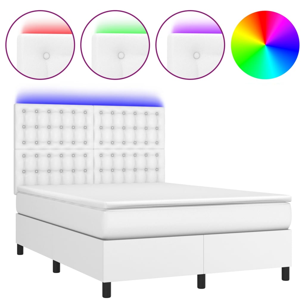 Sommier à lattes de lit avec matelas et LED Blanc 140x190 cm - XIOS