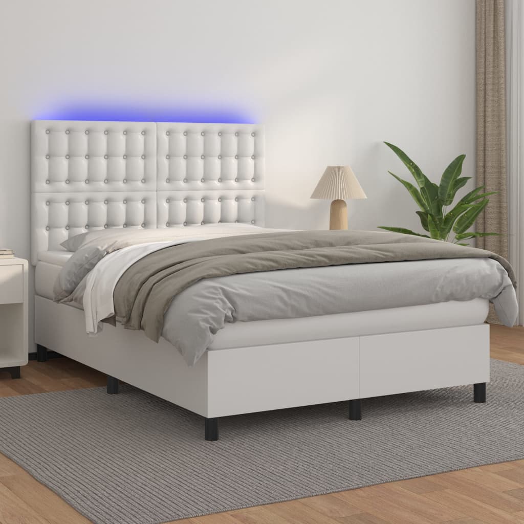 Sommier à lattes de lit avec matelas et LED Blanc 140x190 cm - XIOS
