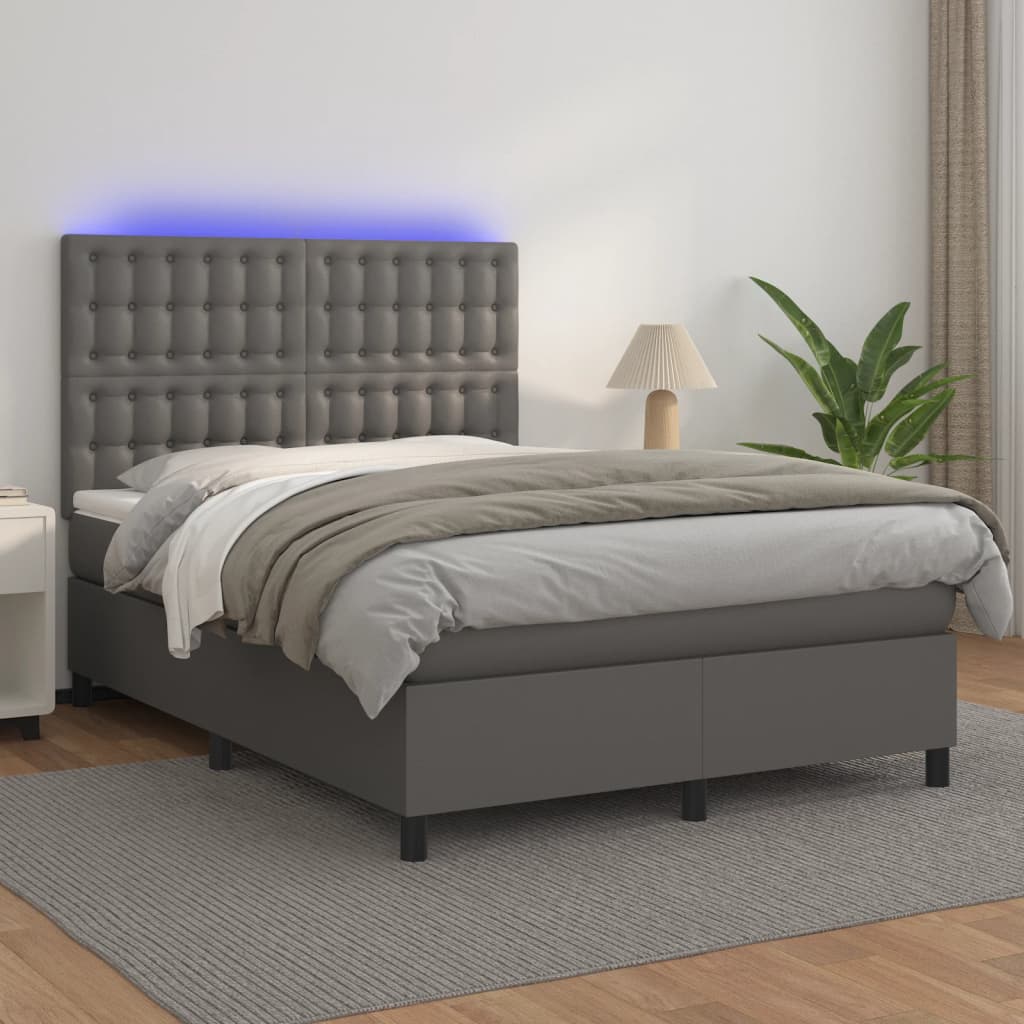 Sommier à lattes de lit avec matelas et LED Gris 140x190 cm - XIOS