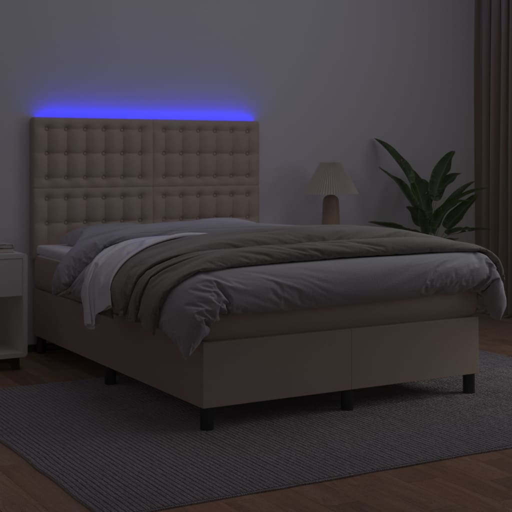 Sommier à lattes de lit avec matelas LED Cappuccino 140x190 cm