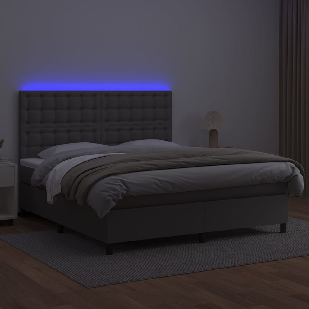 Sommier à lattes de lit avec matelas et LED Gris 160x200 cm