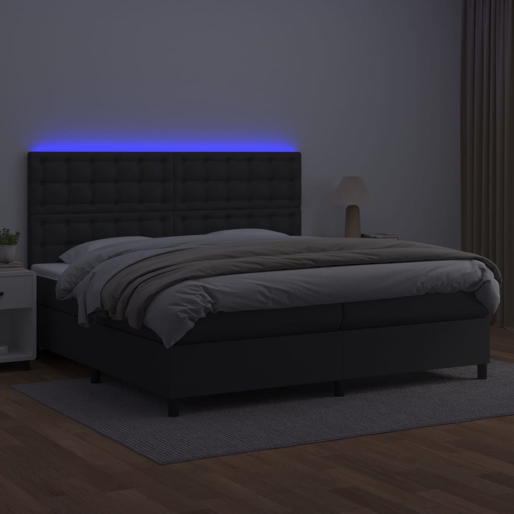 Sommier à lattes de lit avec matelas et LED Noir 200x200 cm - XIOS