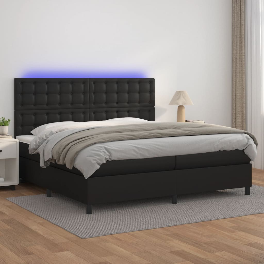 Sommier à lattes de lit avec matelas et LED Noir 200x200 cm - XIOS