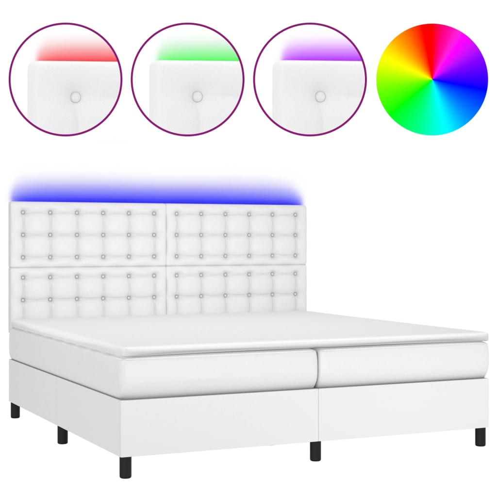 Sommier à lattes de lit avec matelas et LED Blanc 200x200 cm - XIOS