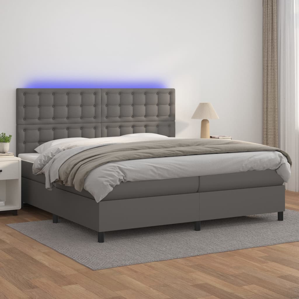 Sommier à lattes de lit avec matelas et LED Gris 200x200 cm - XIOS