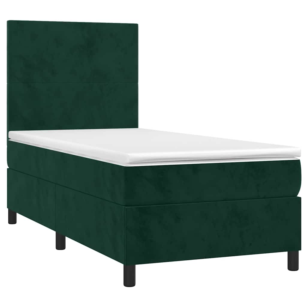 Sommier à lattes de lit avec matelas et LED Vert foncé 90x200cm - XIOS