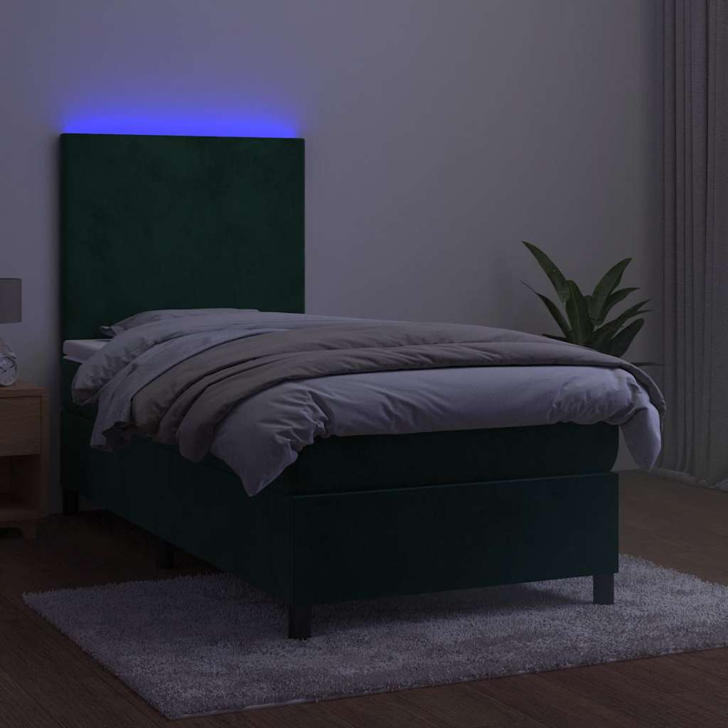 Sommier à lattes de lit avec matelas LED Vert foncé 100x200 cm - XIOS