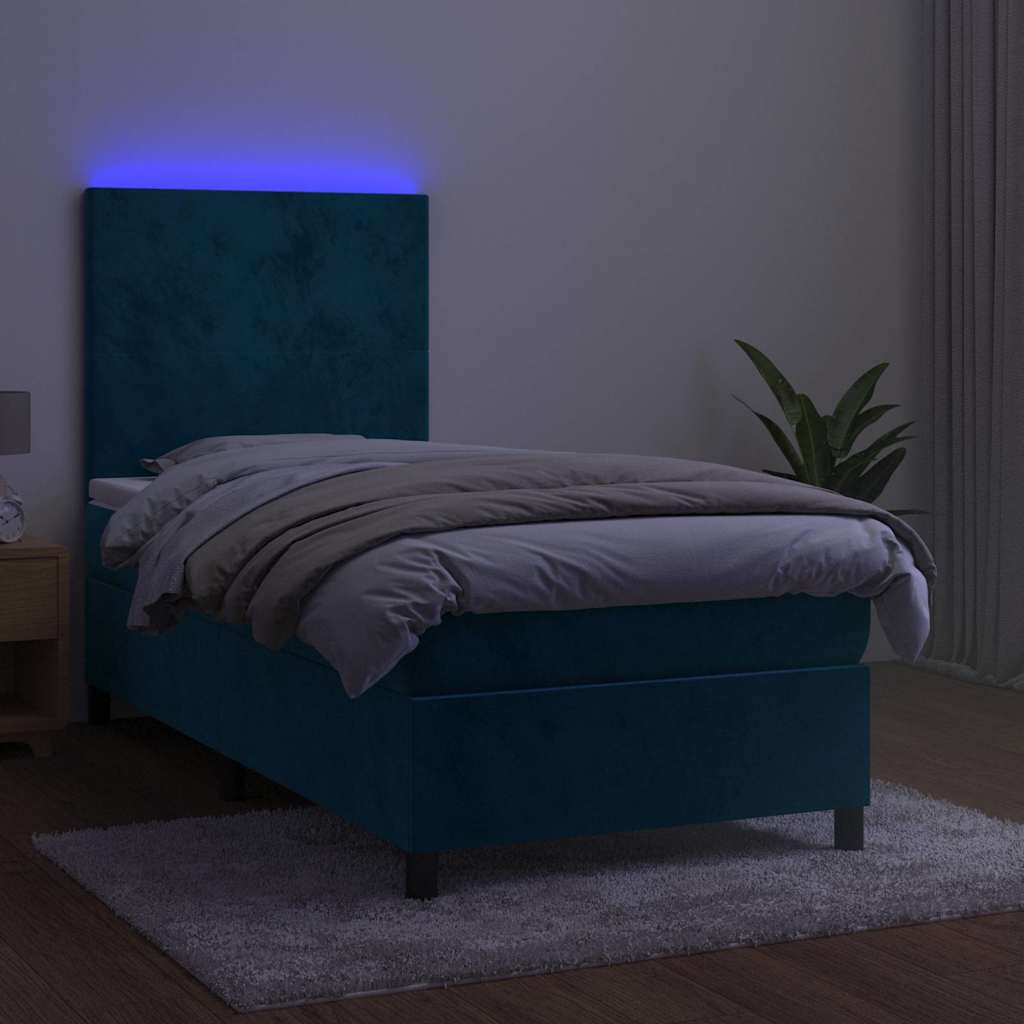 Sommier à lattes de lit avec matelas LED Bleu foncé 100x200 cm - XIOS