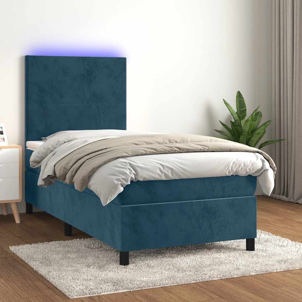 Sommier à lattes de lit avec matelas LED Bleu foncé 100x200 cm - XIOS