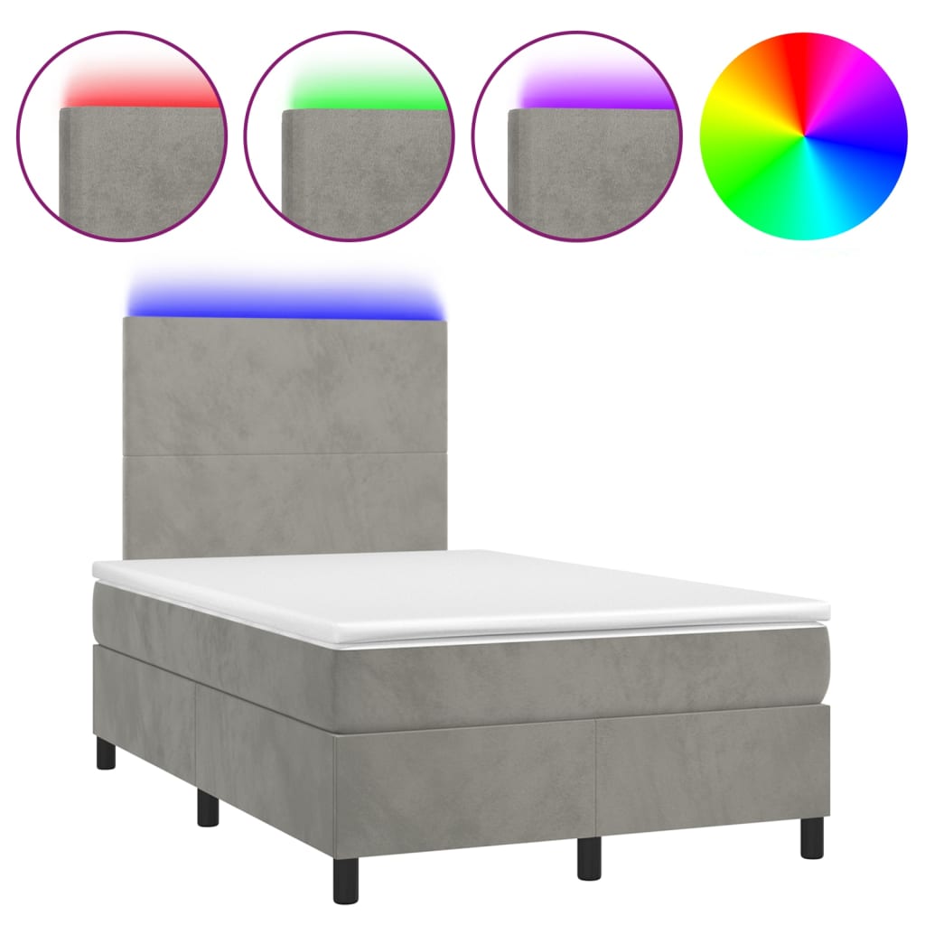 Sommier à lattes de lit avec matelas LED Gris clair 120x200 cm - XIOS