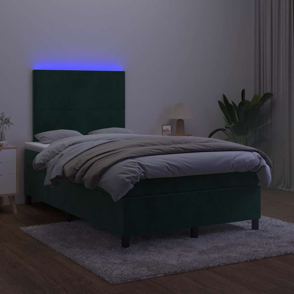 Sommier à lattes de lit avec matelas LED Vert foncé 120x200 cm - XIOS