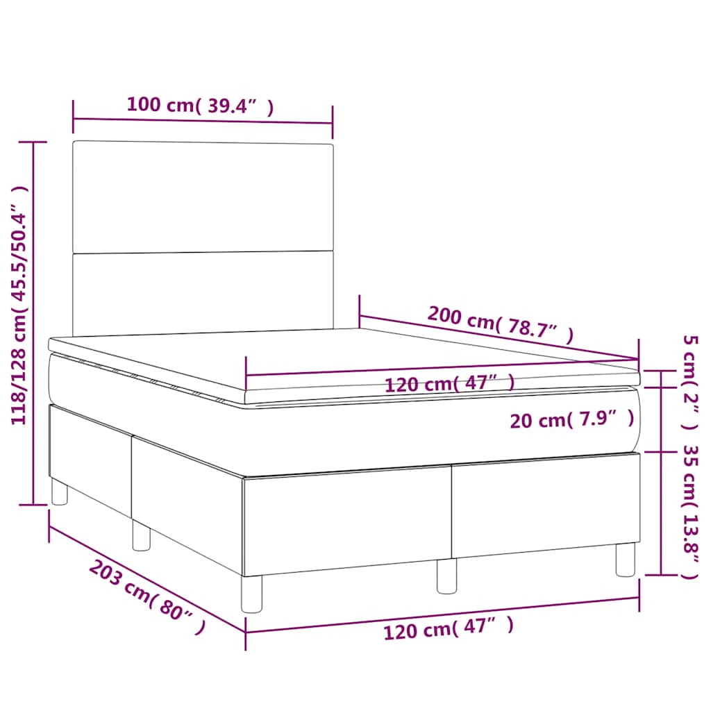 Sommier à lattes de lit avec matelas LED Vert foncé 120x200 cm - XIOS
