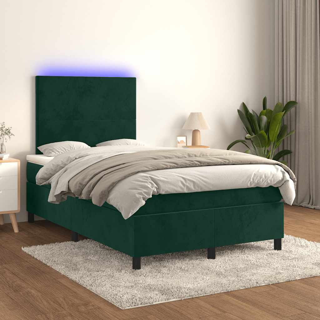 Sommier à lattes de lit avec matelas LED Vert foncé 120x200 cm - XIOS