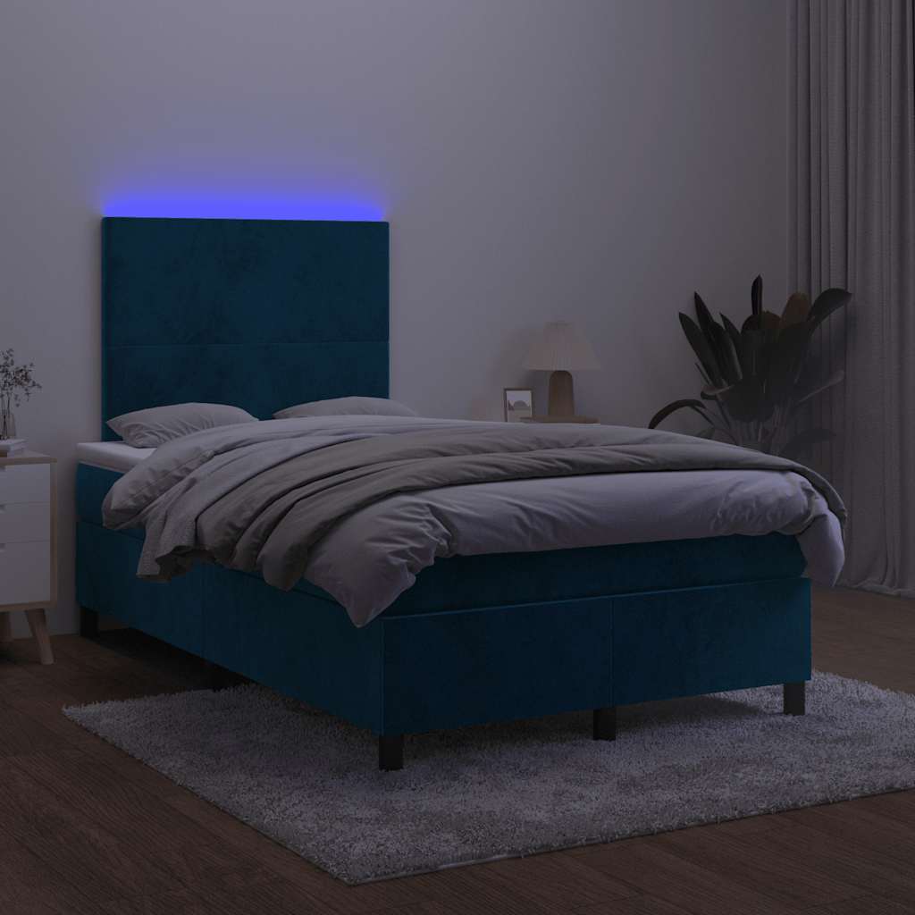 Sommier à lattes de lit avec matelas LED Bleu foncé 120x200 cm - XIOS