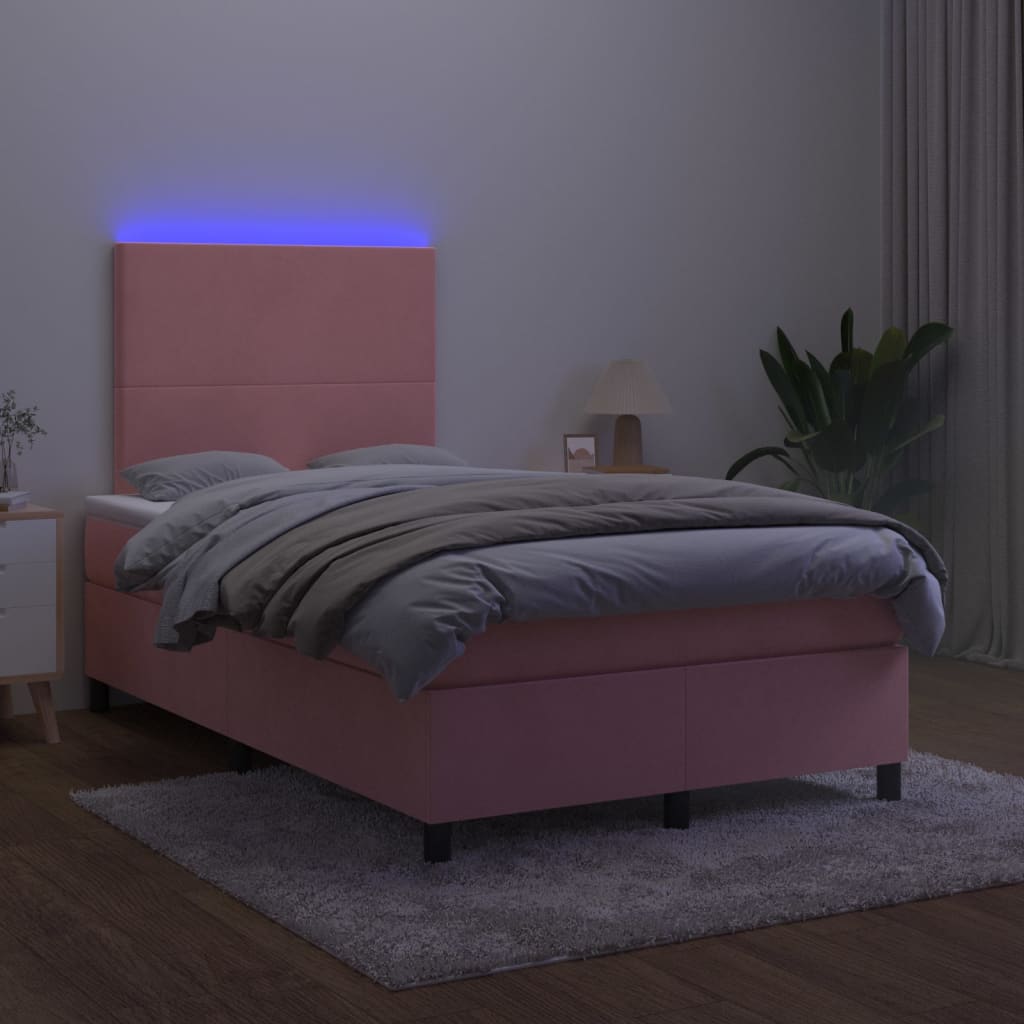 Sommier à lattes de lit et matelas LED Rose 120x200 cm Velours - XIOS