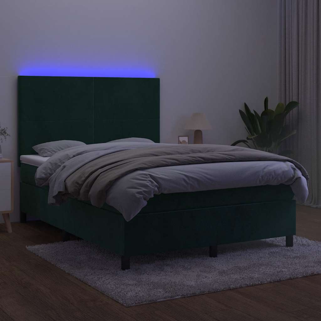 Sommier à lattes de lit avec matelas LED Vert foncé 140x190 cm - XIOS