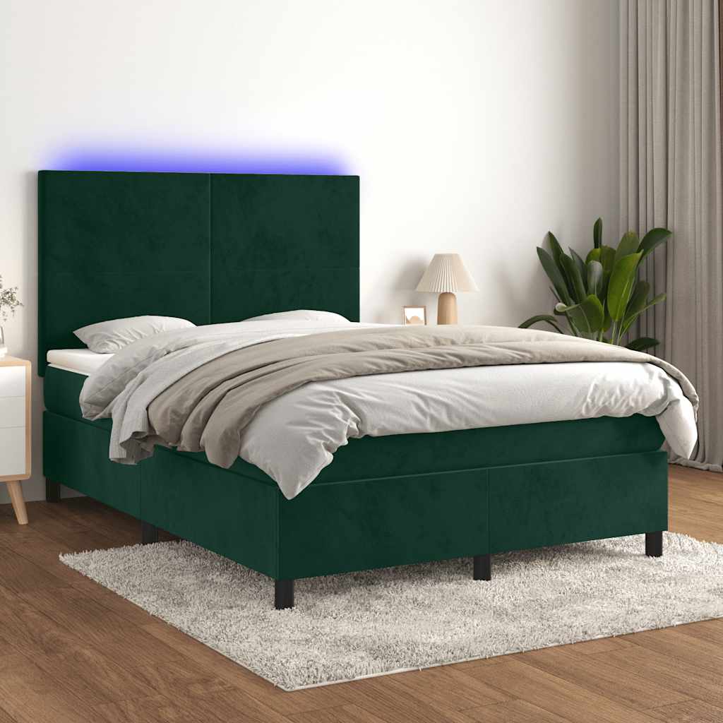 Sommier à lattes de lit avec matelas LED Vert foncé 140x190 cm - XIOS