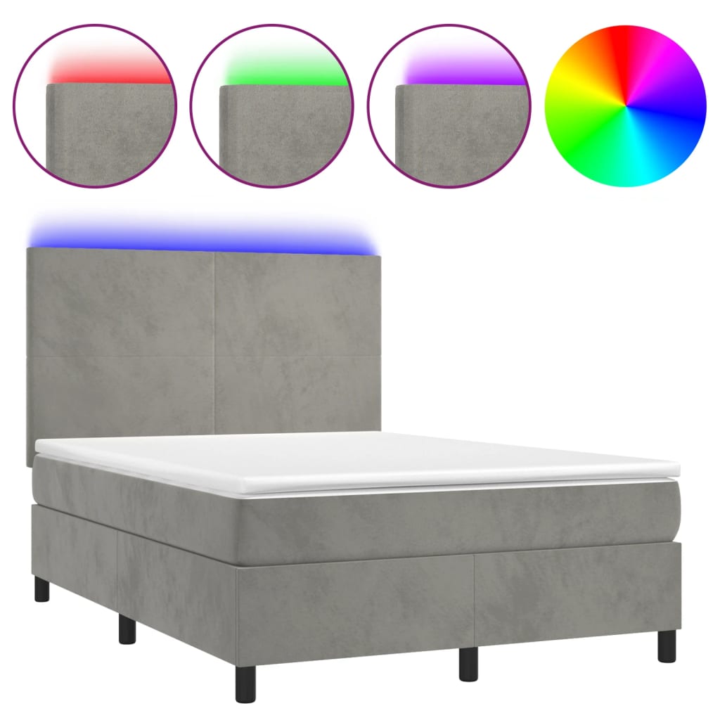 Sommier à lattes de lit avec matelas LED Gris clair 140x200 cm - XIOS