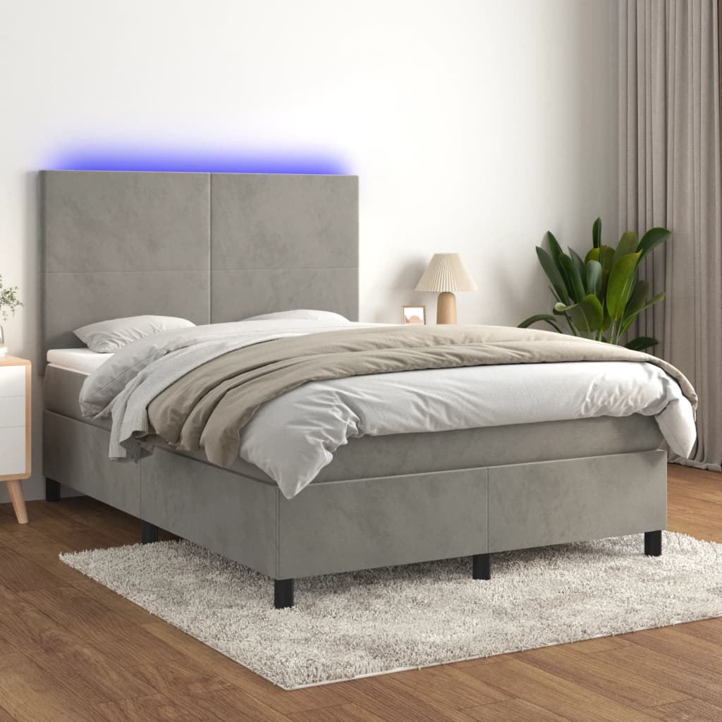Sommier à lattes de lit avec matelas LED Gris clair 140x200 cm - XIOS