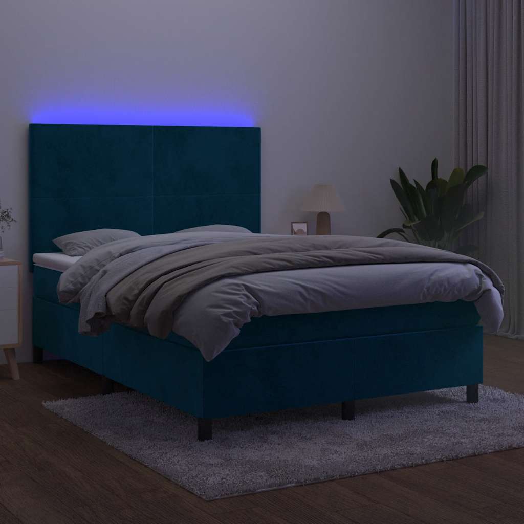 Sommier à lattes de lit avec matelas LED Bleu foncé 140x200 cm - XIOS