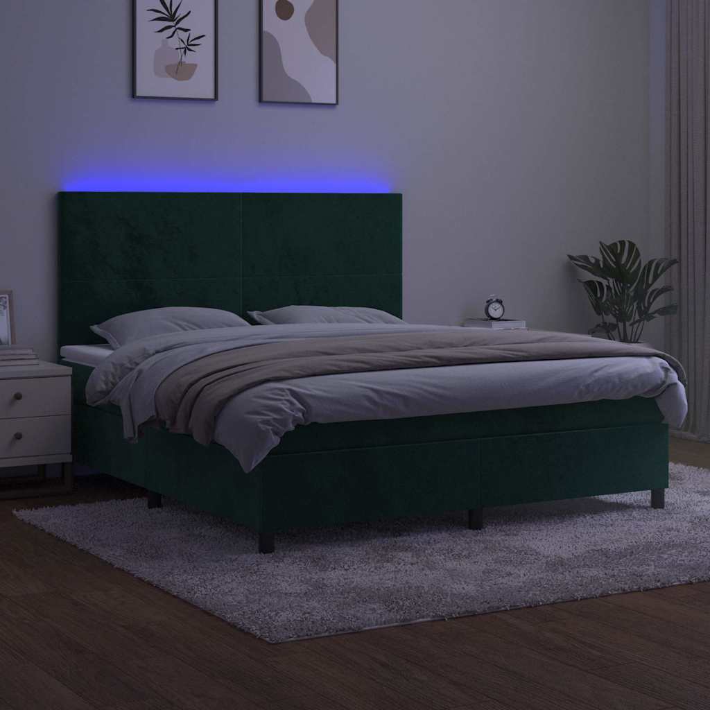 Sommier à lattes de lit avec matelas LED Vert foncé 160x200 cm - XIOS