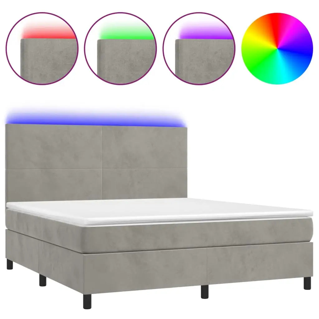 Sommier à lattes de lit avec matelas LED Gris clair 180x200 cm - XIOS