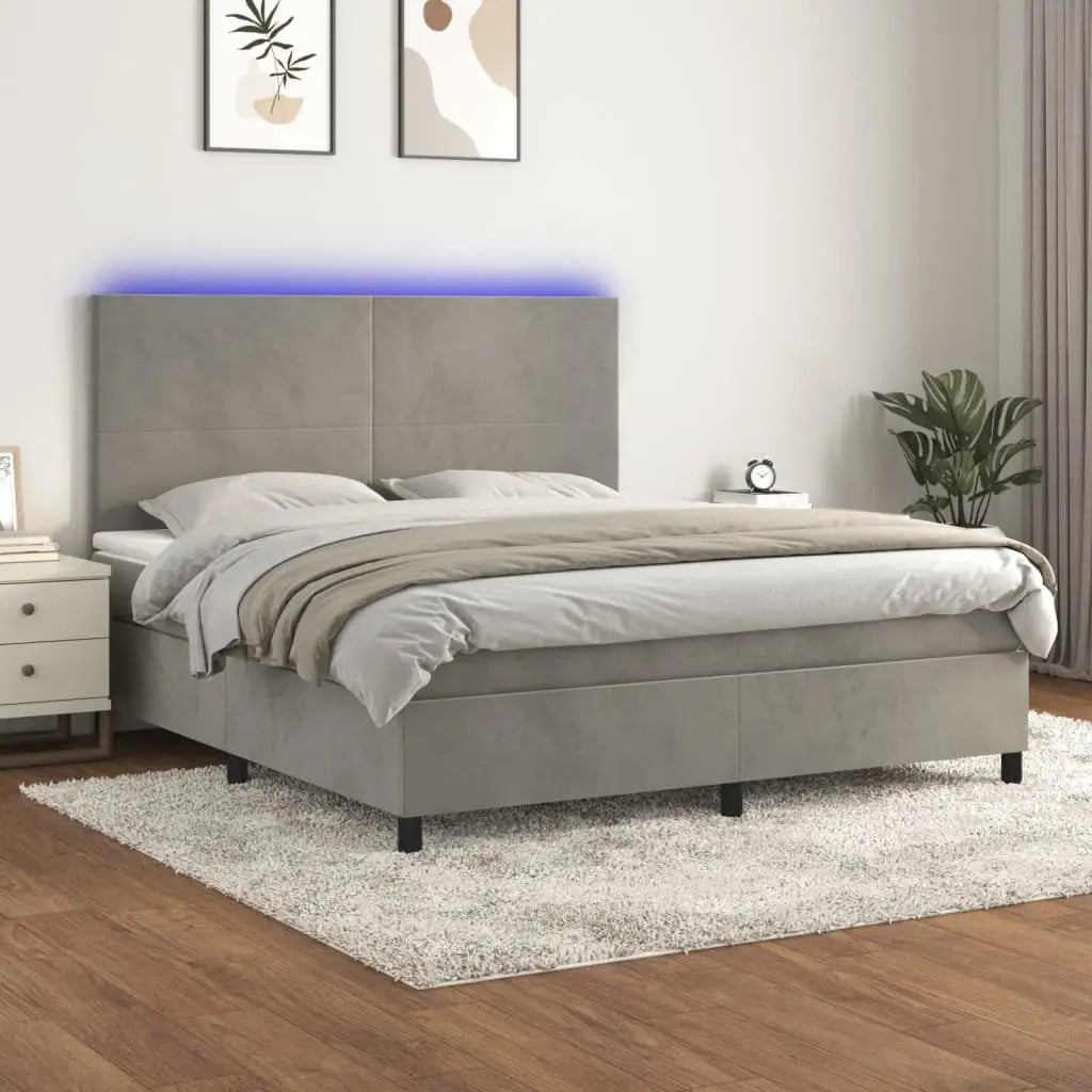 Sommier à lattes de lit avec matelas LED Gris clair 180x200 cm - XIOS