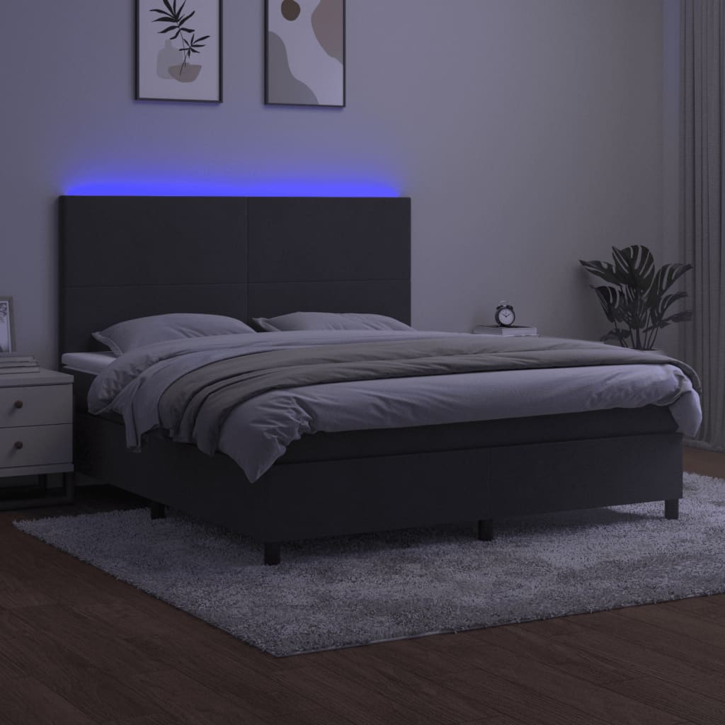 Sommier à lattes de lit avec matelas LED Gris foncé 180x200 cm - XIOS
