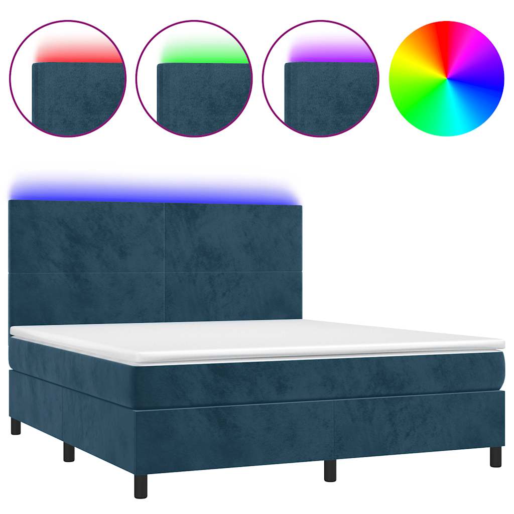 Sommier à lattes de lit avec matelas LED Bleu foncé 180x200 cm - XIOS