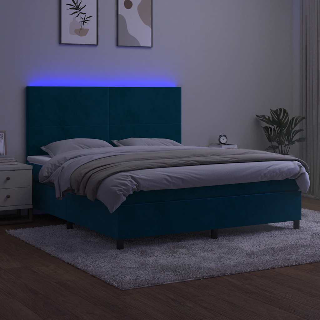 Sommier à lattes de lit avec matelas LED Bleu foncé 180x200 cm - XIOS