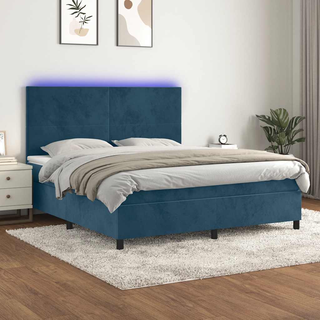 Sommier à lattes de lit avec matelas LED Bleu foncé 180x200 cm - XIOS