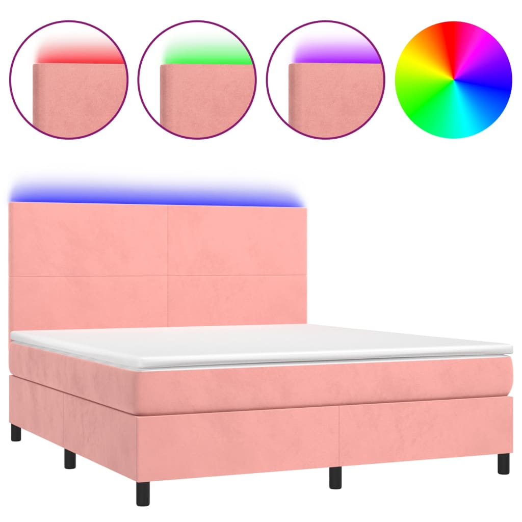 Sommier à lattes de lit et matelas LED Rose 180x200 cm Velours - XIOS
