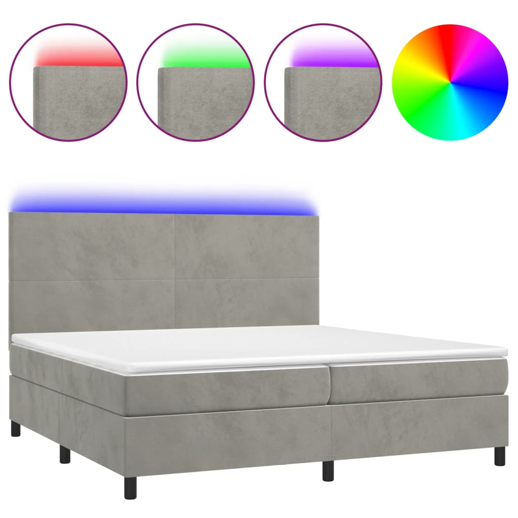 Sommier à lattes de lit avec matelas LED Gris clair 200x200 cm - XIOS