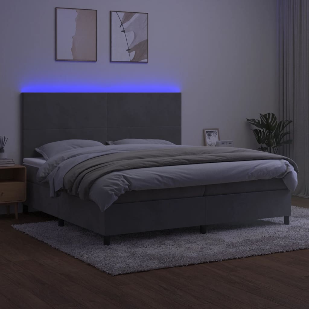 Sommier à lattes de lit avec matelas LED Gris clair 200x200 cm - XIOS