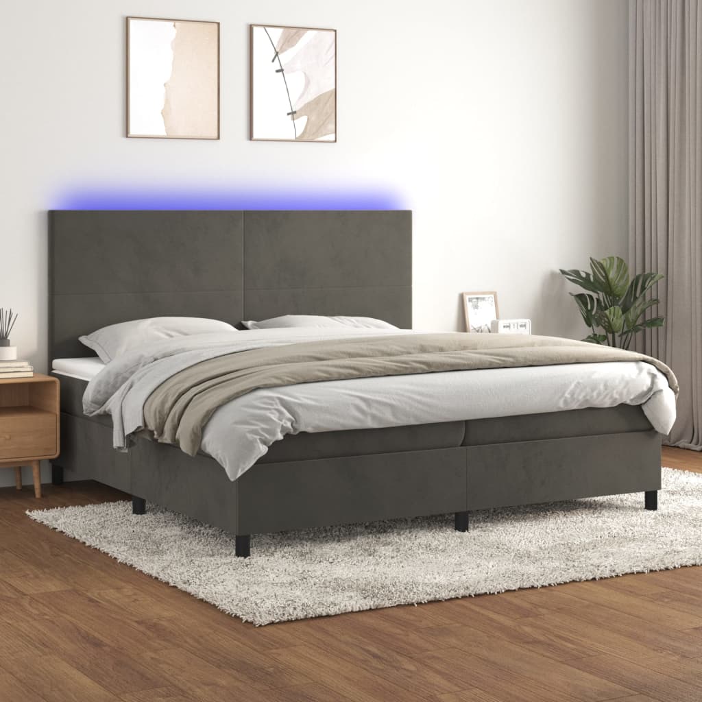 Sommier à lattes de lit avec matelas LED Gris foncé 200x200 cm - XIOS