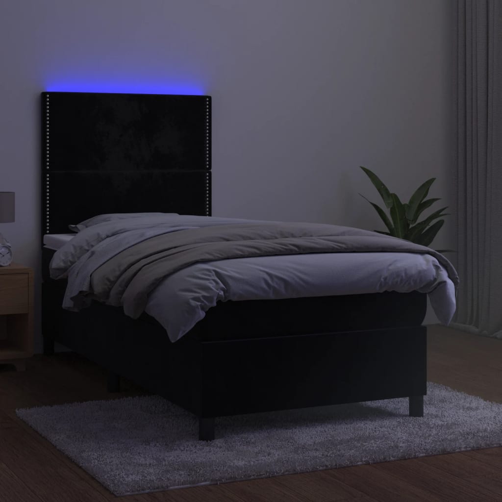 Sommier à lattes de lit avec matelas LED Noir 80x200 cm Velours - XIOS
